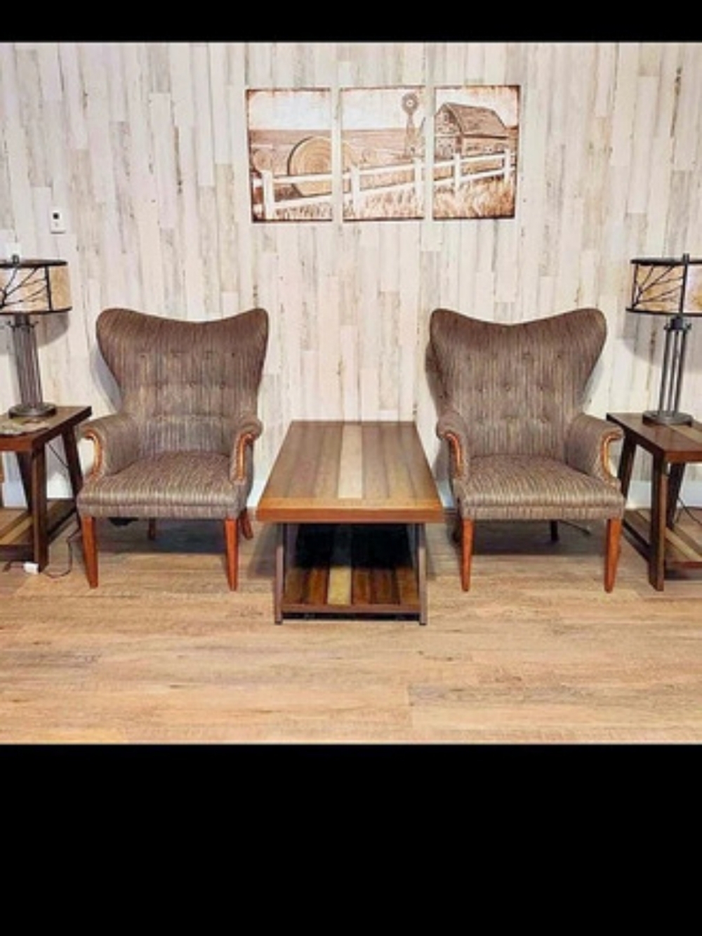 Striped Upholstered Armchairs (2)